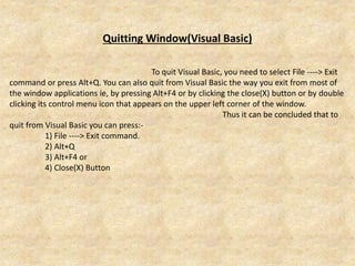 Exit Command In Q Basic Example Code introduction to visual basic PPT.pptx