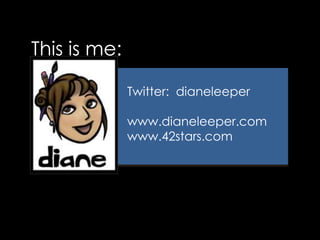 This is me:Twitter:  dianeleeperwww.dianeleeper.comwww.42stars.com