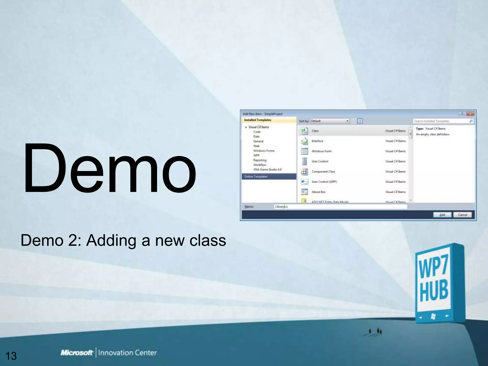 Demo 2: Adding a new classDemo13