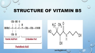 STRUCTURE OF VITAMIN B5
pantothenol
 