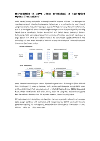 Introduction to WDM Optics Technology in High-Speed Optical ...