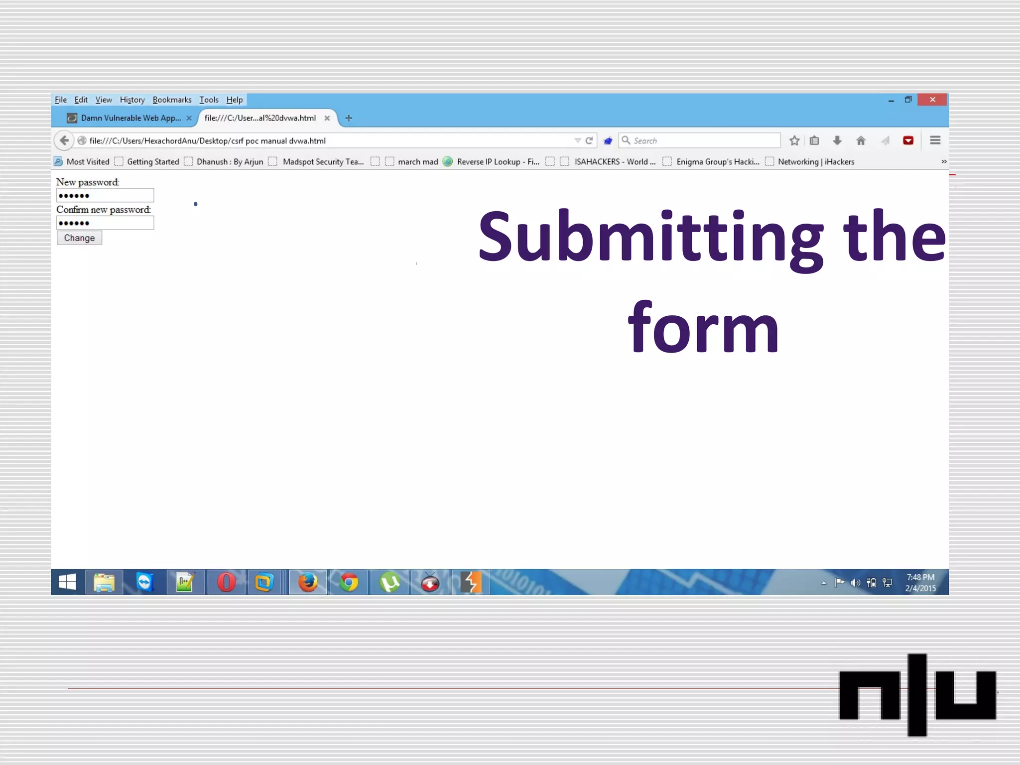 Submitting the
form
 