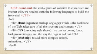 Introduction to web development | PPT