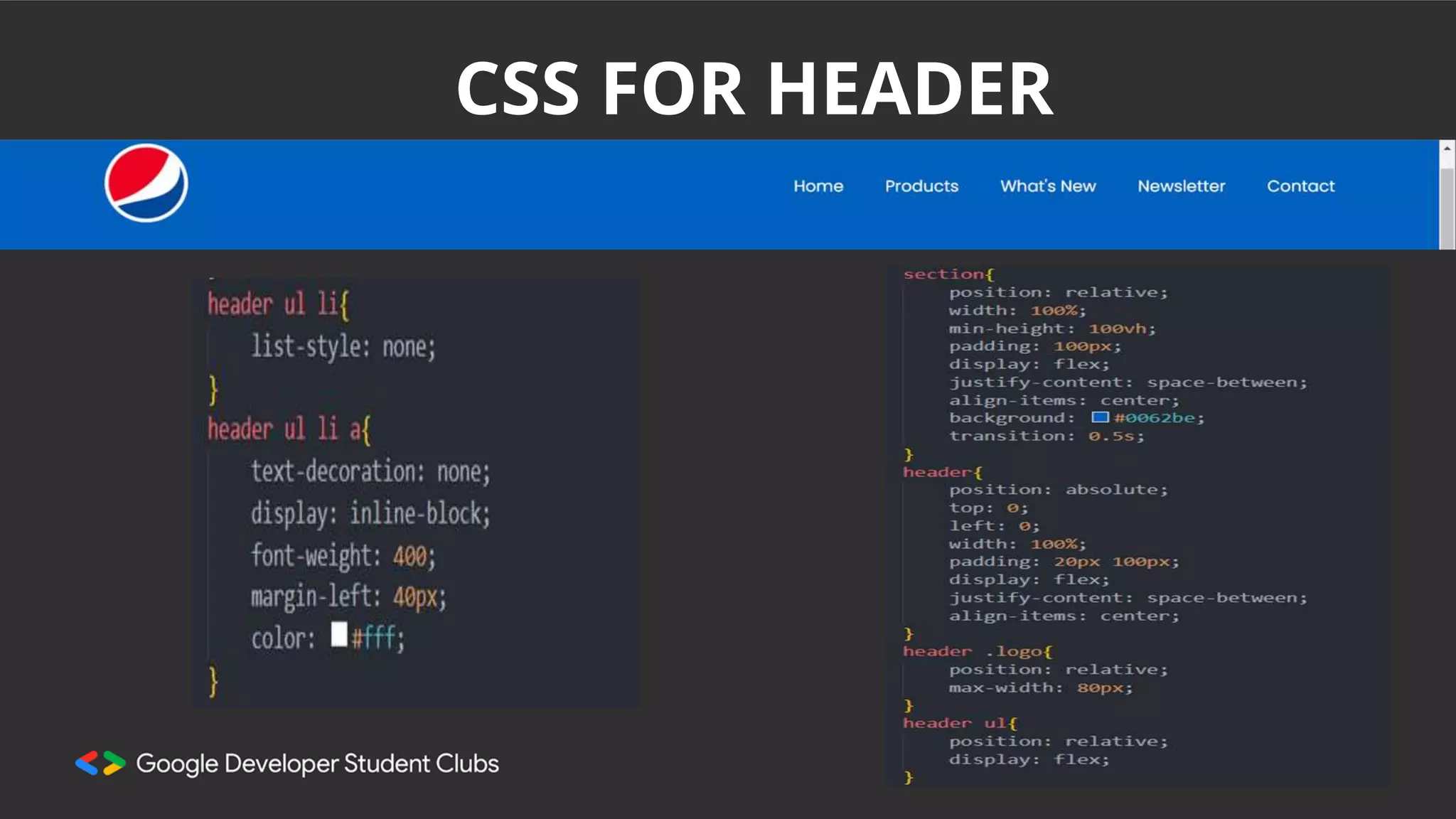 CSS FOR HEADER
 