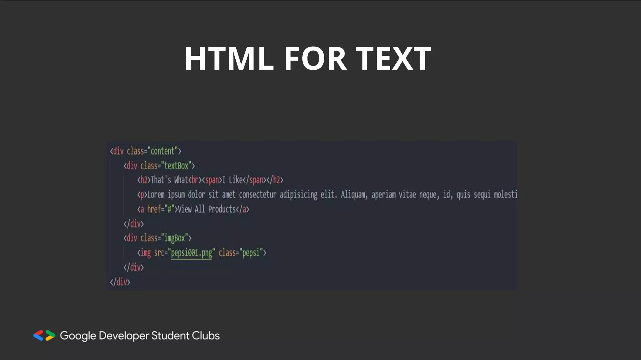 HTML FOR TEXT
 