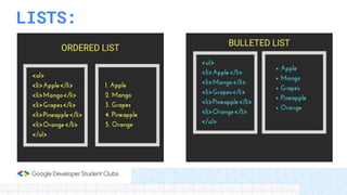 LISTS:
 