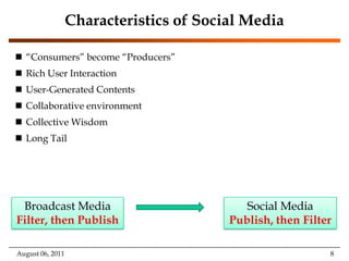 Various forms of Social Media<br />Blog: Wordpress, blogspot, LiveJournal<br />Forum: Yahoo! Answers,  Epinions<br />Media...