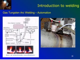 Introduction to welding
Gas Tungsten Arc Welding - Automation




                                            39
 