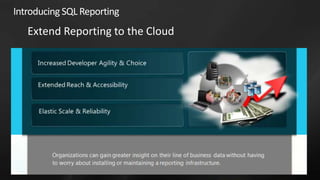 Introducing SQL Reporting
   Extend Reporting to the Cloud
 