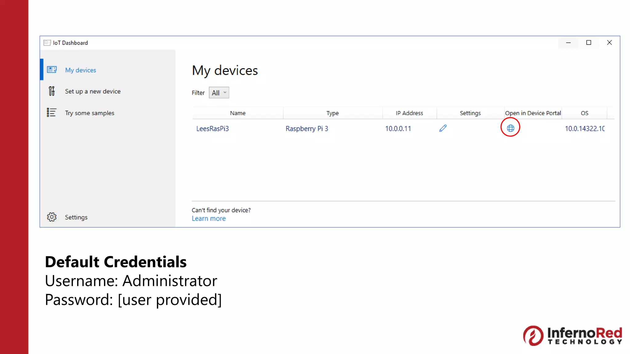 Default Credentials
Username: Administrator
Password: [user provided]
 