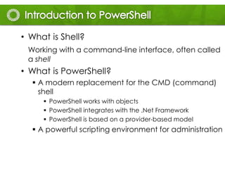 Introduction to windows power shell in sharepoint 2010 | PPTX | Web ...