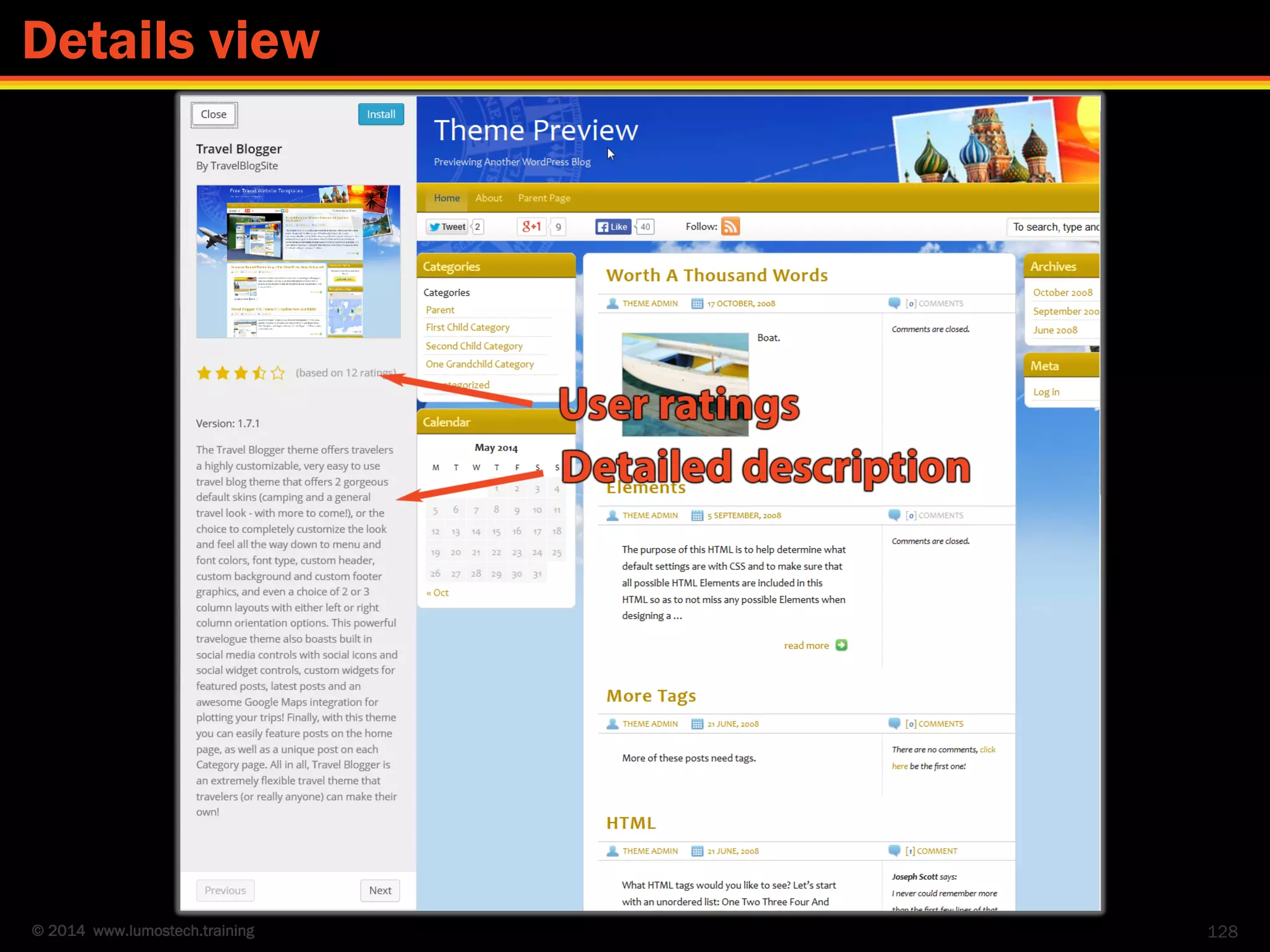 © 2014 www.lumostech.training 128
Details view
 