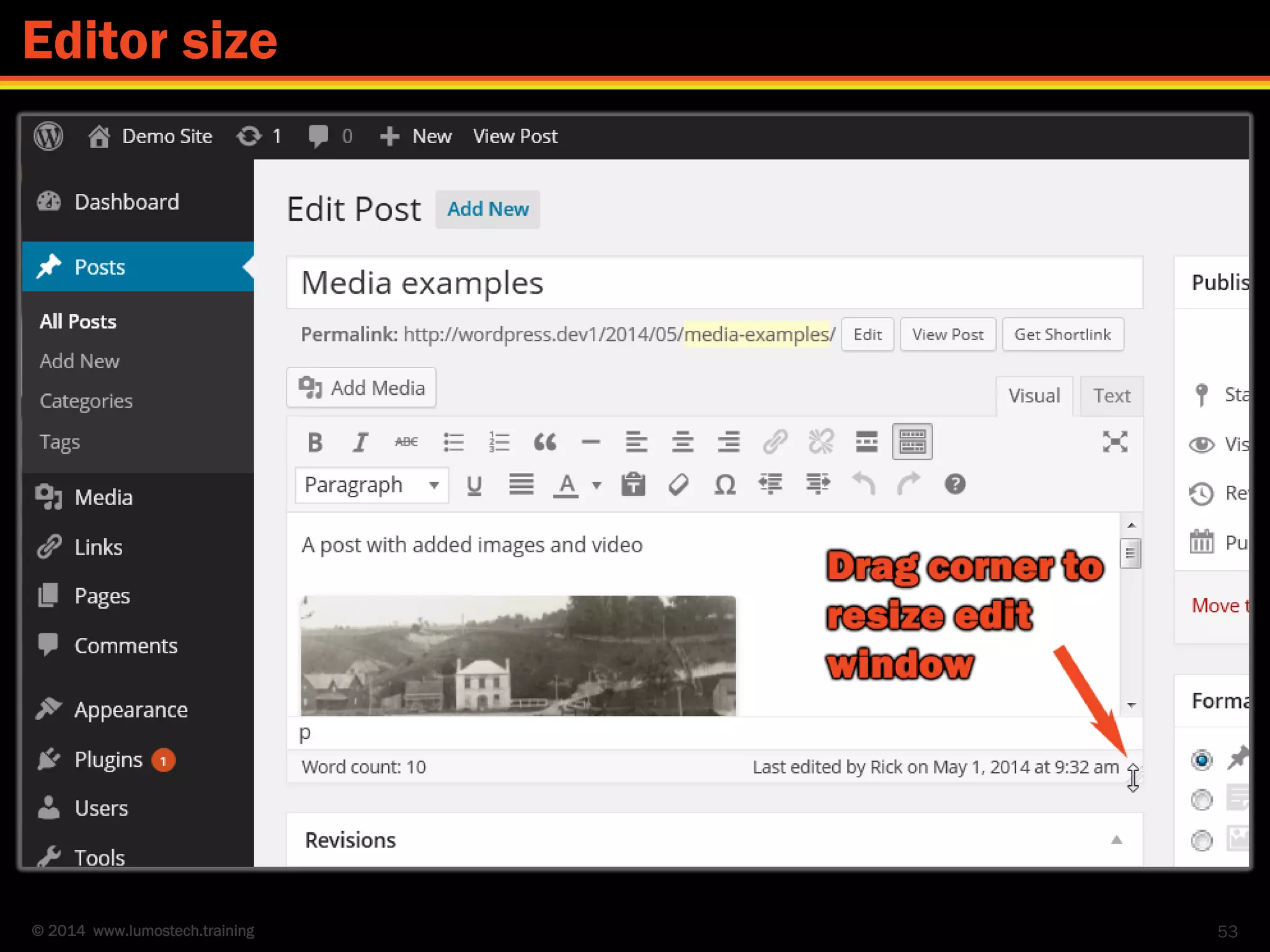 © 2014 www.lumostech.training 53
Editor size
 