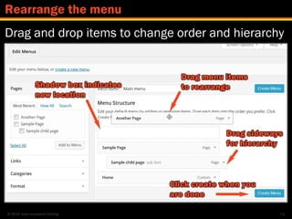 © 2014 www.lumostech.training
Drag and drop items to change order and hierarchy
74
Rearrange the menu
 
