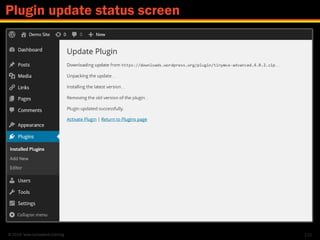 © 2014 www.lumostech.training 102
Plugin update status screen
 