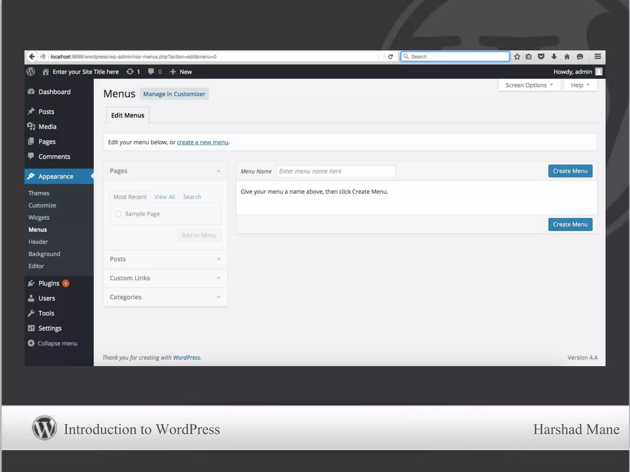 Introduction to WordPress Harshad Mane
 