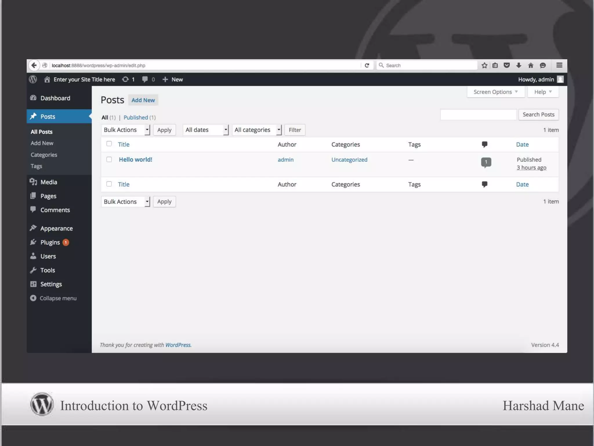 Introduction to WordPress Harshad Mane
 