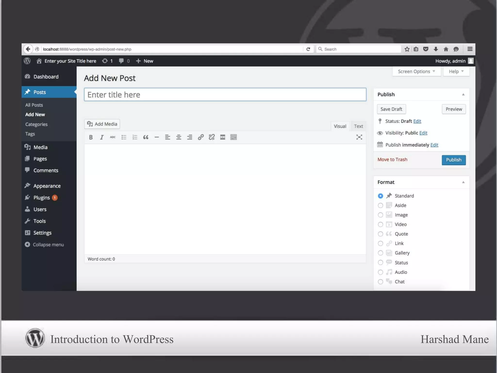 Introduction to WordPress Harshad Mane
 