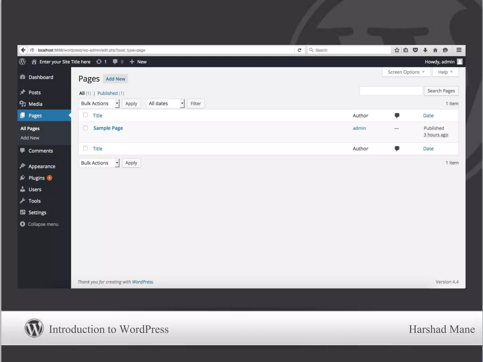 Introduction to WordPress Harshad Mane
 