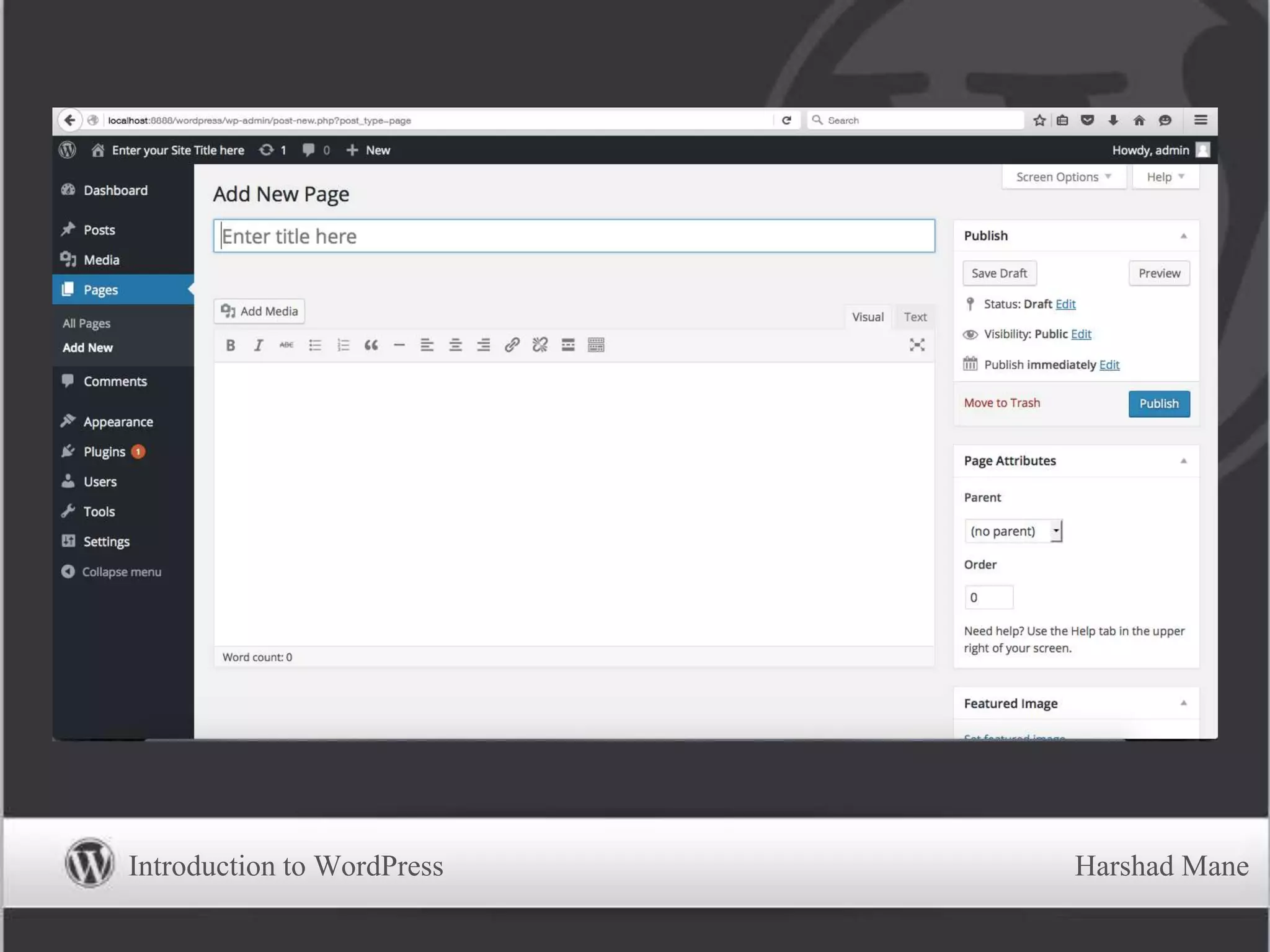 Introduction to WordPress Harshad Mane
 