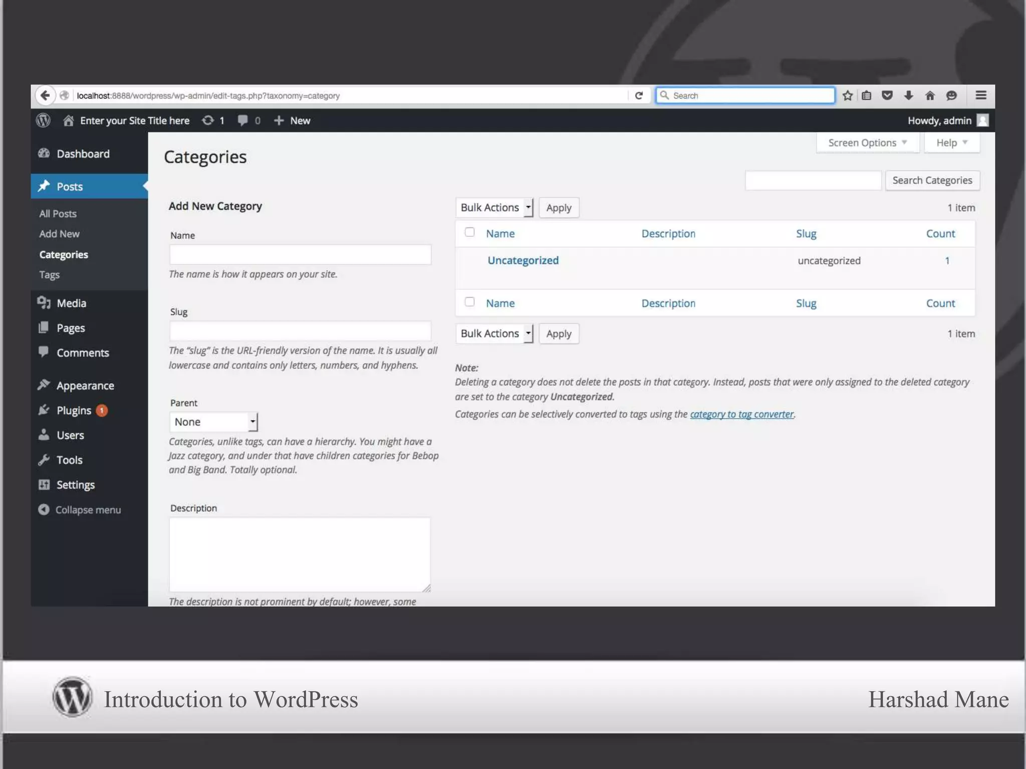 Introduction to WordPress Harshad Mane
 