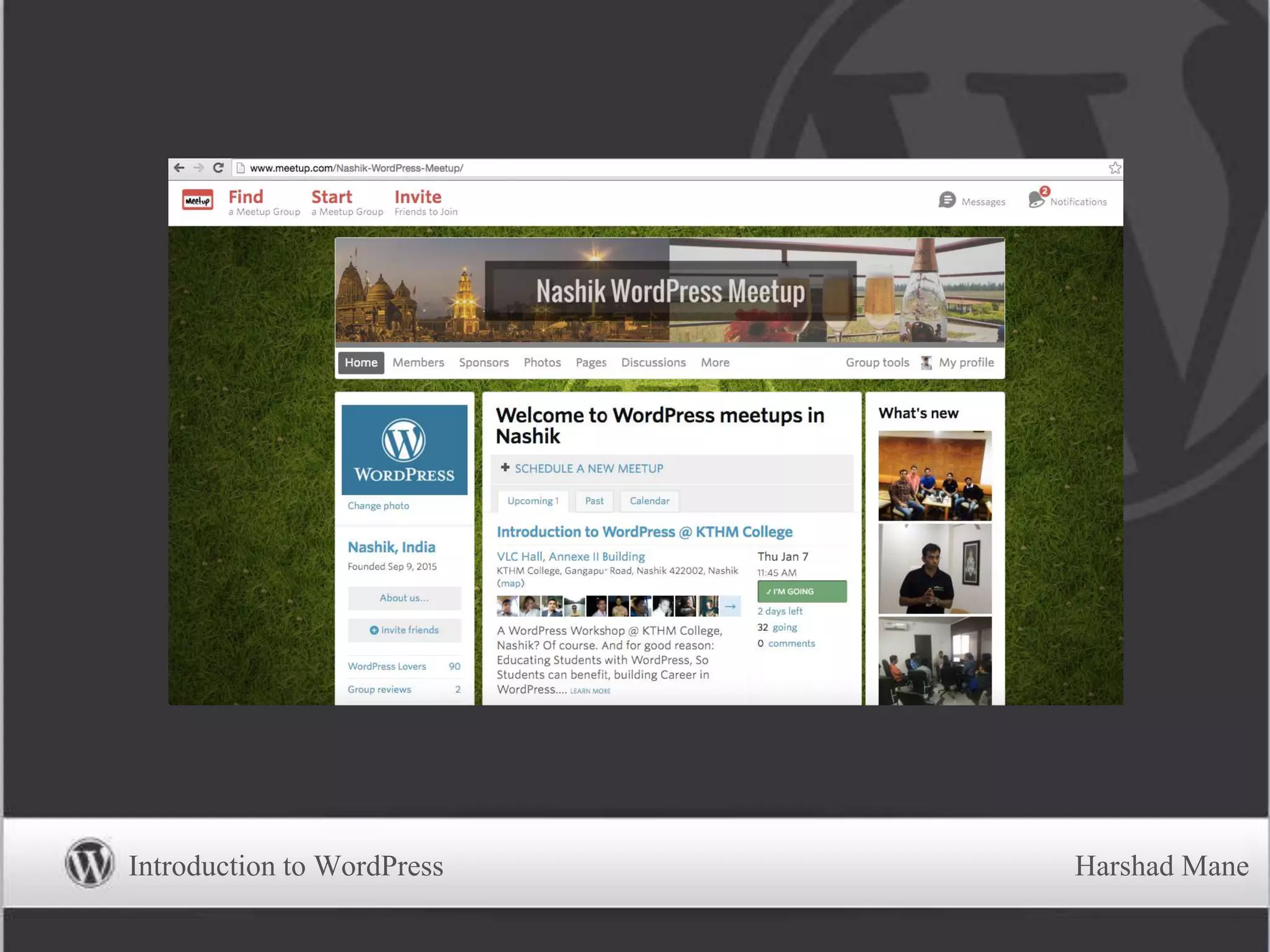 and licensed under the GPLv2
Introduction to WordPress Harshad Mane
 