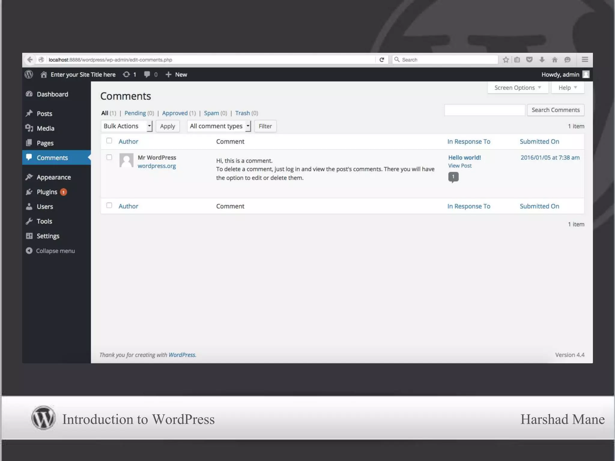 Introduction to WordPress Harshad Mane
 