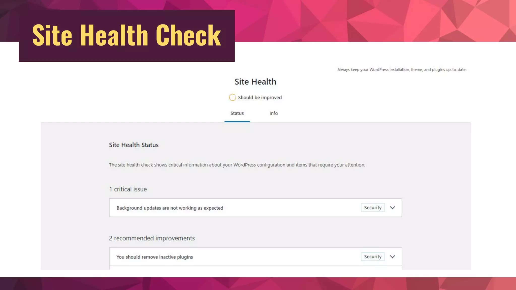 Site Health Check
 