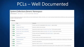 PCLs – Well Documented

 