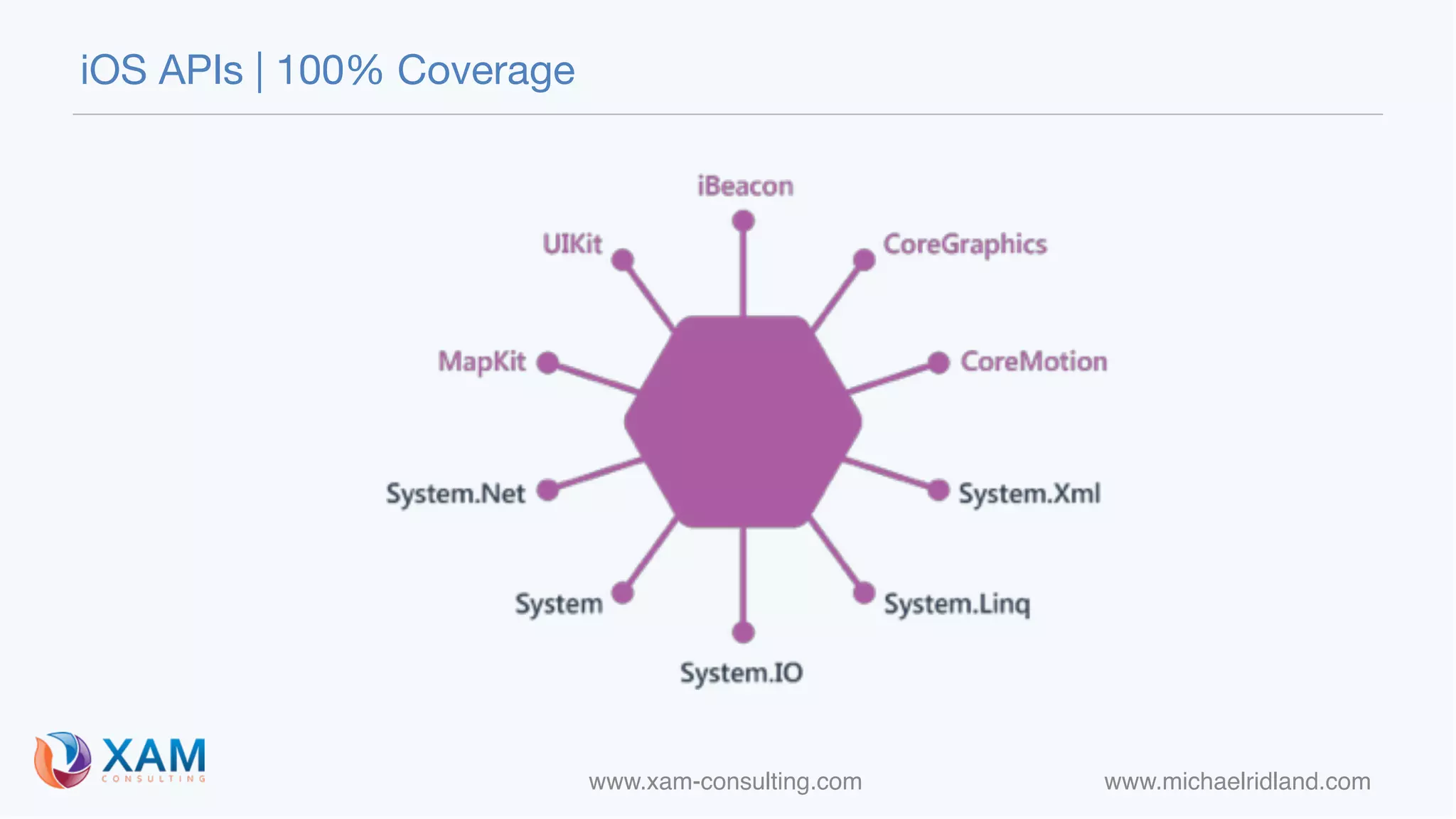 www.xam-consulting.com www.michaelridland.com
iOS APIs | 100% Coverage
 