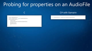 Probing for properties on an AudioFile
C# with XamarinC
 