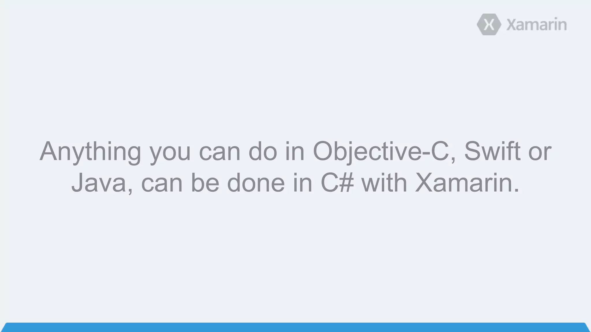 Anything you can do in Objective-C, Swift or
Java, can be done in C# with Xamarin.
 