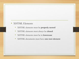 Introduction to xhtml | PPTX