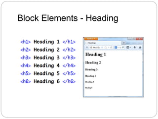 Block Elements - Heading
 