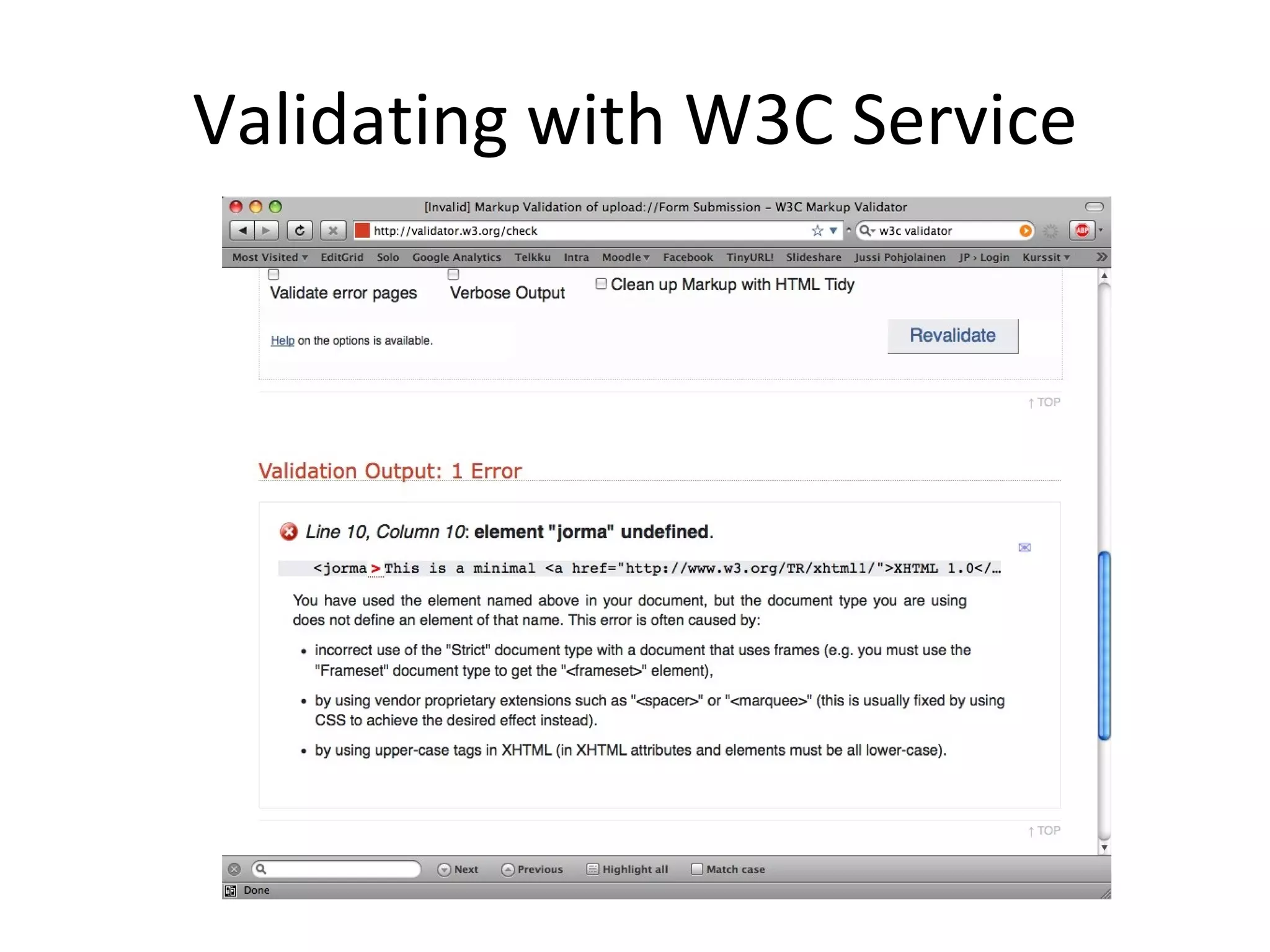 Validating with W3C Service 