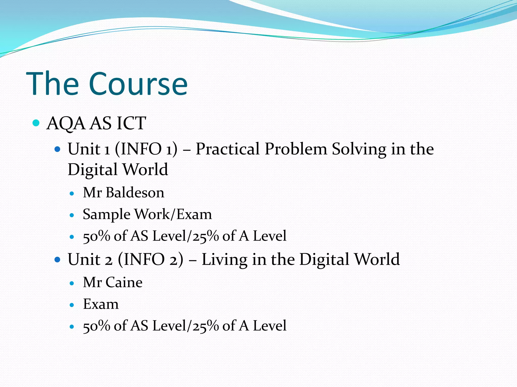 Introduction to Y12 ICT - Systems and ICT Systems | PPTX
