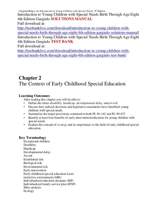Introduction To Young Children With Special Needs Birth Through Age E