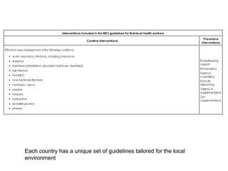 Each country has a unique set of guidelines tailored for the local
environment
 