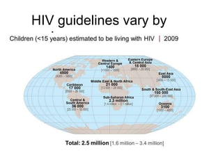 HIV guidelines vary by
region
 