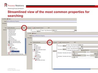 CONFIDENTIAL
Process Relations GmbH
Slide 12
Streamlined view of the most common properties for
searching
 