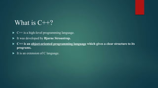Introductio to c++ | PPTX | Programming Languages | Computing