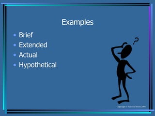 Examples Brief Extended Actual Hypothetical 