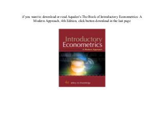 Analysis Introductory Econometrics A Modern Approach 4th Edition Po