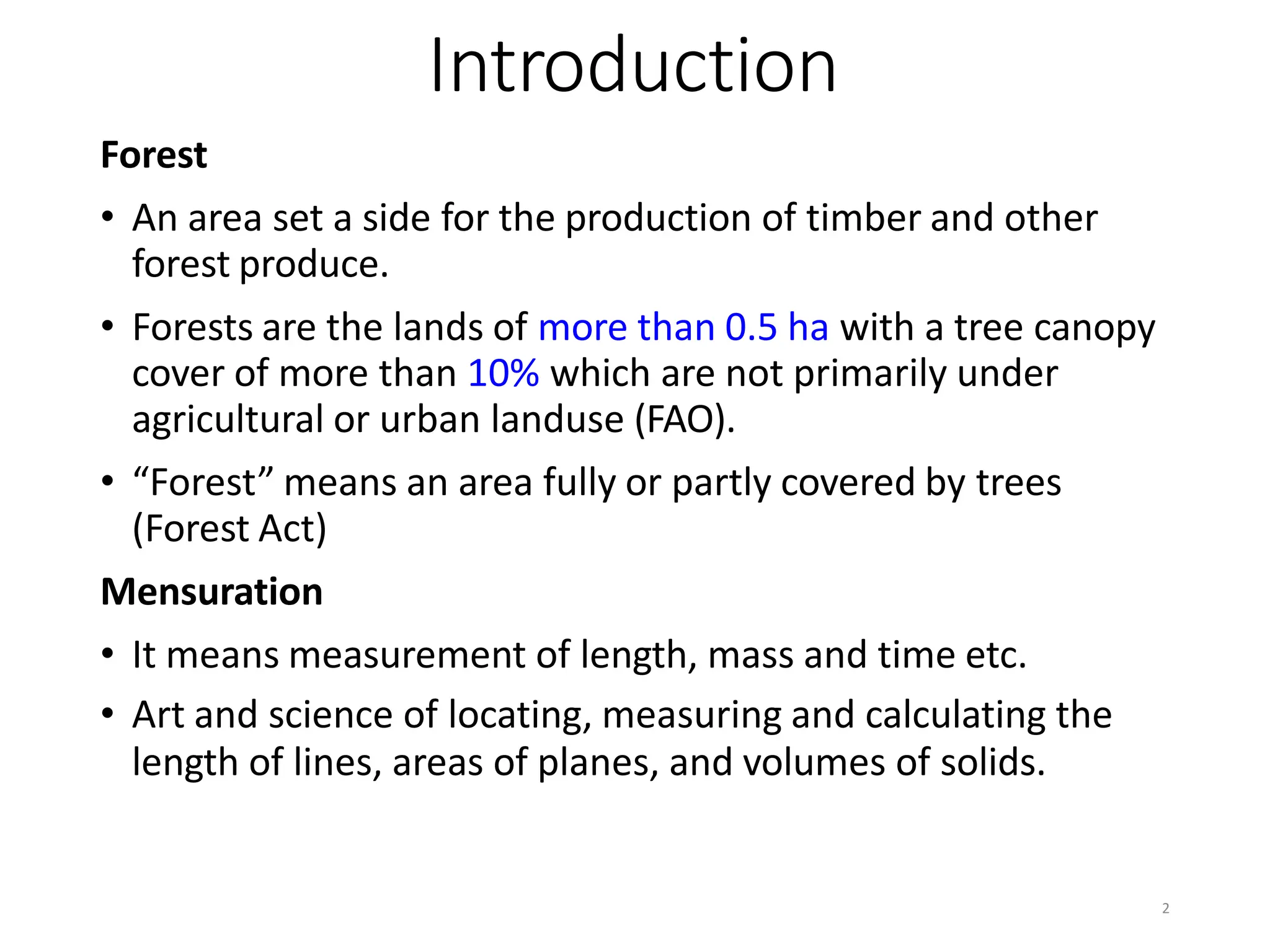 Forestry Introductory Forest Mensuration.pptx | Physics | Science