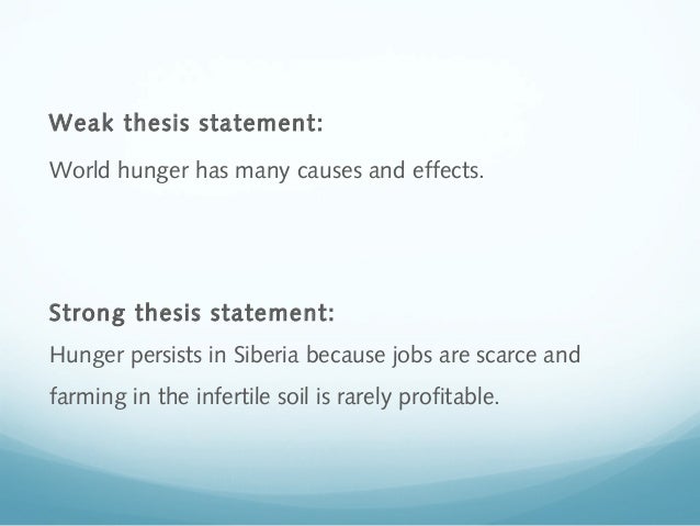 What is a good thesis for world hunger