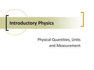 Introductory Physics
Physical Quantities, Units
and Measurement
(Updated: 20150702)
 