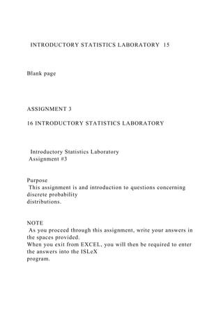 Introductory Statistics Laboratory for Excel .docx