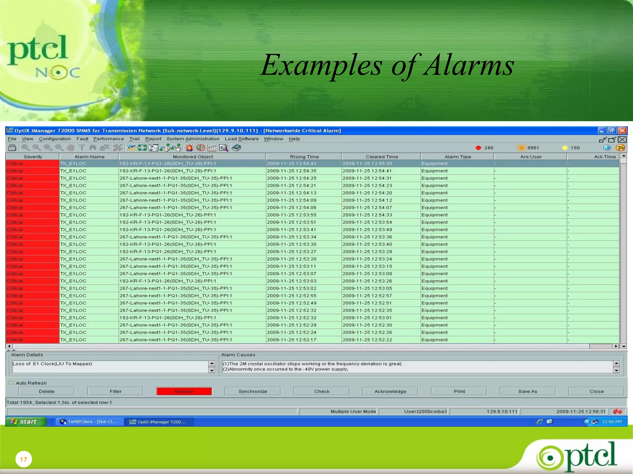 Examples of Alarms

17

 