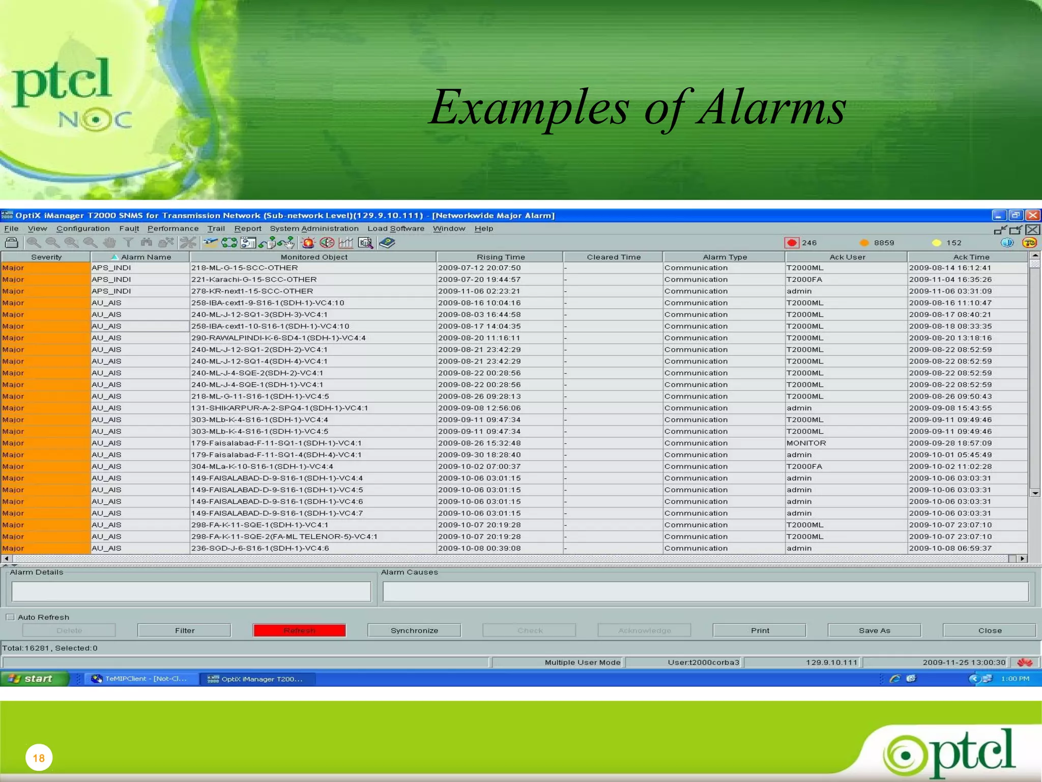 Examples of Alarms

18

 