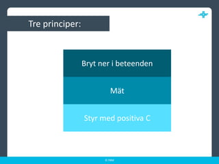 Tre principer:Bryt ner i beteendenMätStyr med positiva C